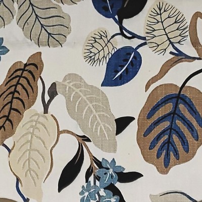 Antonia Blue and Beige Cotton Floral Window Valance 50" x 15"