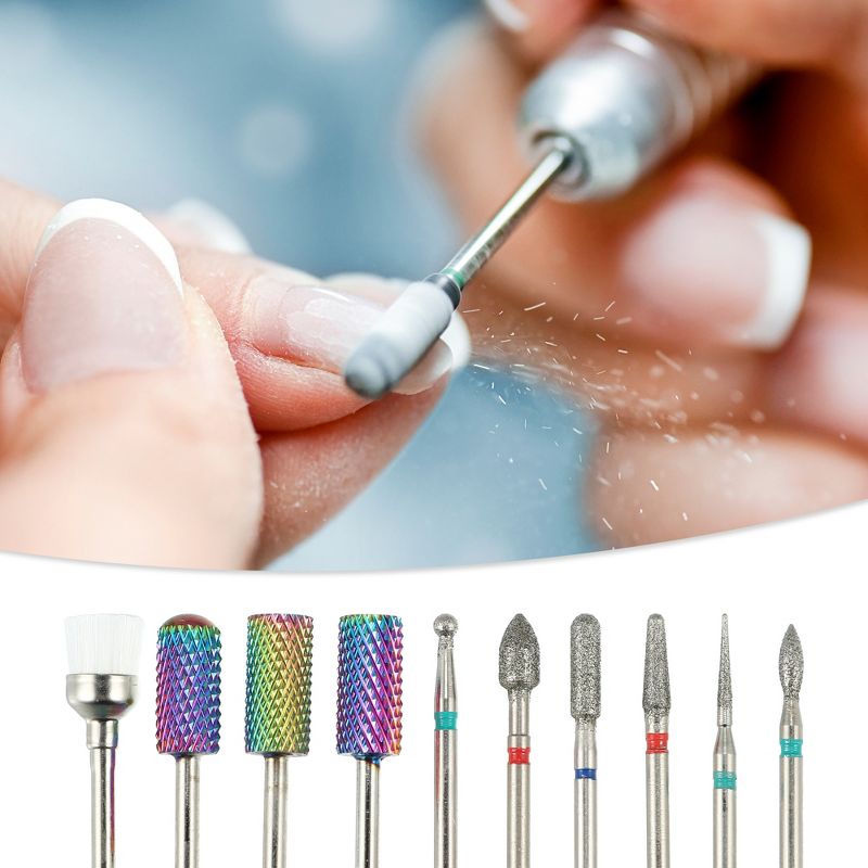 Unique Bargains Nail Drill Bits Set for Acrylic Gel Nails Cuticle Remover Drill Bits Nail Care Supplies 10 Pcs, 2 of 7