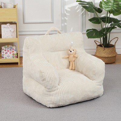 Kids Bean Bag Chair, Comfy Toddler Chair with Plush Bear, Toddler Bean Bag Sofa for Boys and Girls, Soft Corduroy Cover Lazy Sofa