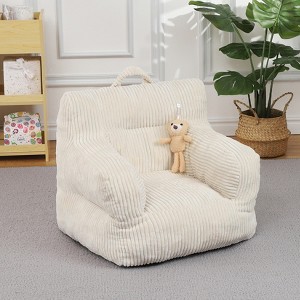 Kids Bean Bag Chair, Comfy Toddler Chair with Plush Bear, Toddler Bean Bag Sofa for Boys and Girls, Soft Corduroy Cover Lazy Sofa - 1 of 4