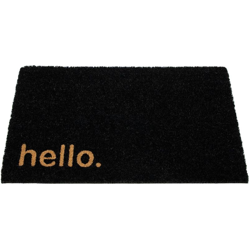 Northlight Black Coir "Hello" Outdoor Doormat 18" x 30", 3 of 6