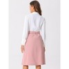 INSPIRE CHIC Women's High Waist Elastic Back A-Line Belted Corduroy Midi Skirt with Pockets - 4 of 4