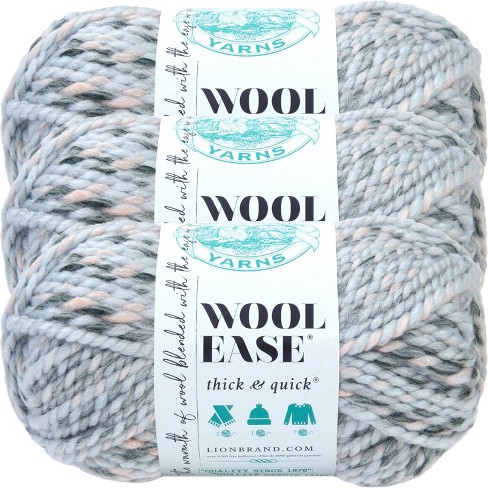 lion brand wool ease thick and quick yarn, lot of 3. Seaglass color