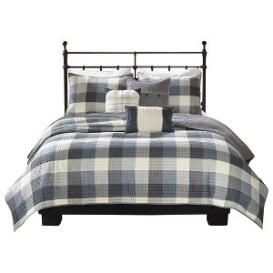Gracie Mills Nanette 6 Piece Printed Herringbone Quilt Set with Throw Pillows - 1 of 4