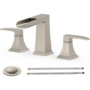 Coucheta Waterfall Widespread Bathroom Faucet - 8" 3-Hole with 2 Handles, Includes Pop-Up Drain & Supply Lines in Multiple Brushed Finishes - 1 of 4