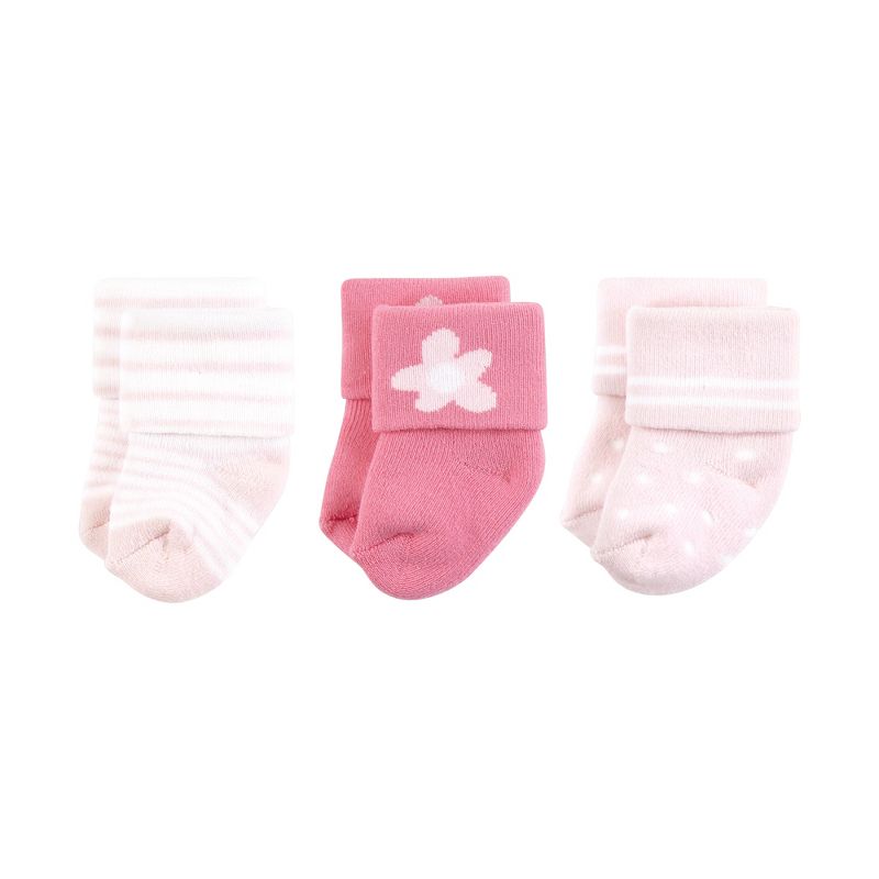 Hudson Baby Infant Girl Caps, Mittens and Socks Set, Floral, 0-6 Months, 4 of 6