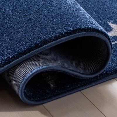 Navy and Grey Synthetic Kids Runner Rug with Koala Design