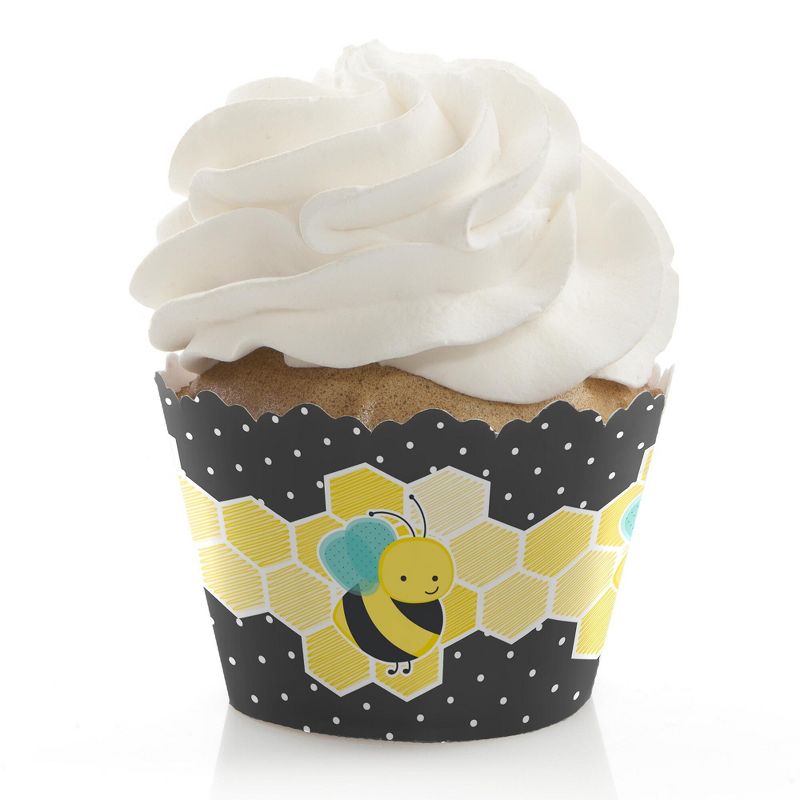 Big Dot of Happiness Honey Bee - Baby Shower or Birthday Party Decorations - Party Cupcake Wrappers - Set of 12, 1 of 7