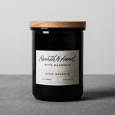 8oz Cedar Magnolia Lidded Jar Container Candle - Hearth & Hand™ with Magnolia