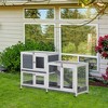 PawHut Wooden Rabbit Hutch Bunny Hutch Elevated Pet House Cage Small Animal Habitat with Tray Door Openable Top for Indoor 57.75" x 18" x 32.5" Gray - 2 of 4