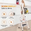 2-Tier Ladder, Lightweight Adult Folding Step, 330 lbs Capacity, Sturdy Portable Ladder with Non-Slip Steps and Handrails, White Square Tubing - 4 of 4