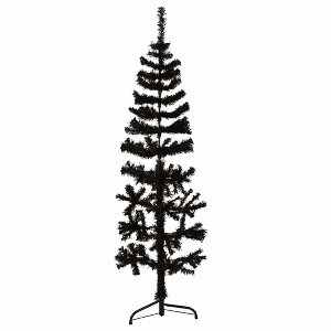 vidaXL Christmas Tree Decoration Slim Artificial Half Xmas Tree with Stand - 1 of 4