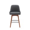 HomeRoots 26" Gray and Wood Brown Faux Leather with Solid Wood Swivel Counter Height Bar Chair - 4 of 4