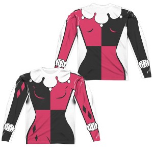 Men's Batman The Animated Series Harley Uniform Front Back Print Long Sleeve Costume T-Shirt - 1 of 4