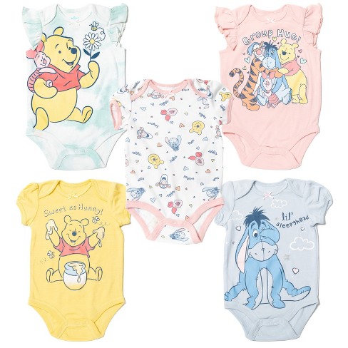 Disney Fairies Winnie The Pooh Eeyore Tigger Newborn Baby Girls 5 Pack Bodysuits  Newborn : Target