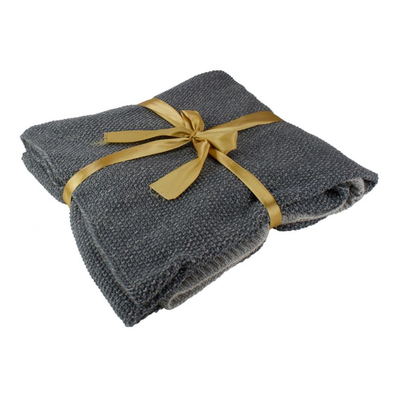 Northlight Gray Knit Rectangular Throw Blanket 50" x 60", 4 of 5