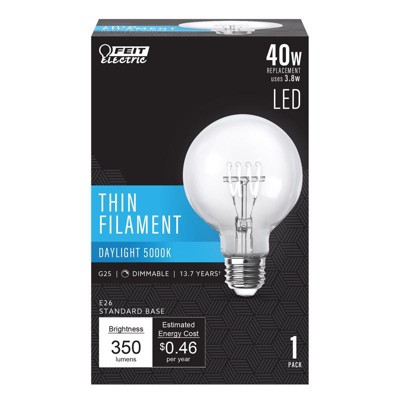 Feit Electric G25 E26 (Medium) Filament LED Bulb Daylight 40 Watt Equivalence 1 pk