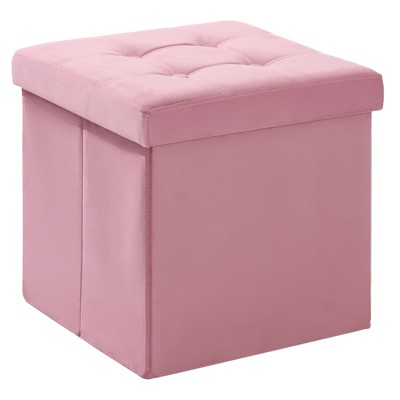 LUSIMO 15" Velvet Storage Ottoman Toy Chest Footstool For Bedroom Living Room