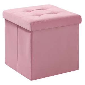 LUSIMO 15" Velvet Storage Ottoman Toy Chest Footstool For Bedroom Living Room - 1 of 4