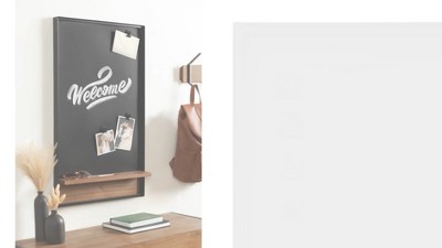 34" Rustic Brown Magnetic Chalkboard with Shelf and Clips