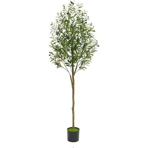 6FT Artificial Olive Tree, Fake Potted Olive Silk Tree with Lively Artificial Wood Trunk and Realistic Leaves, for Home Office - 1 of 4