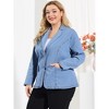 Agnes Orinda Women's Plus Size Denim Notched Lapel Color Block Stretch Blazers - 4 of 4