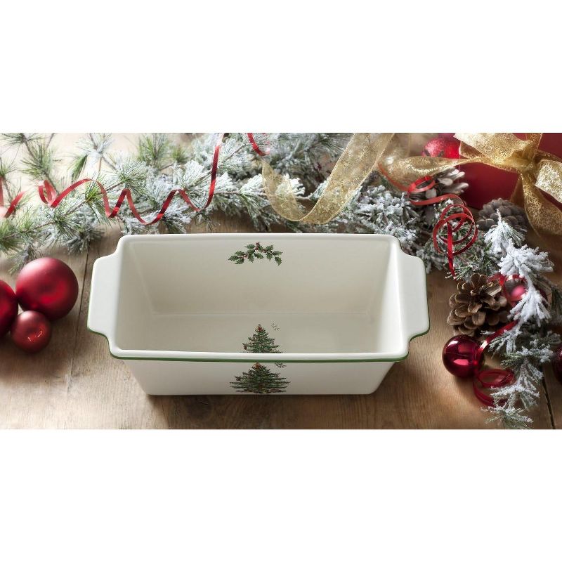 Spode Christmas Tree Loaf Pan, 11.75-Inch Baking Dish for Bread and Meatloaf with Christmas Tree Motif, Made of Fine Earthenware, 2 of 4