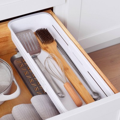 YouCopia DrawerFit Sliding Bin: Kitchen Drawer Organizer, Expandable Utensil Storage, Freestanding, White — фото 2