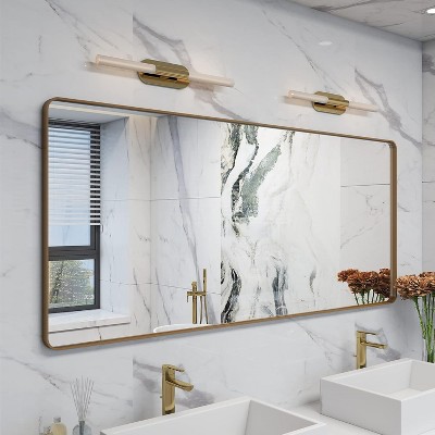 KIOTEE Rectangular Aluminum Alloy Framed and Tempered Glass Wall Bathroom Vanity Mirror in Matte Black