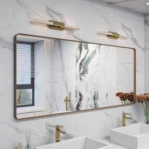 KIOTEE Rectangular Aluminum Alloy Framed and Tempered Glass Wall Bathroom Vanity Mirror in Matte Black - 1 of 4
