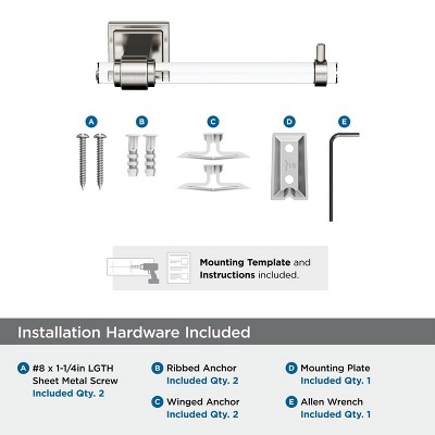 Clear and Brushed Nickel Single Post Toilet Paper Holder