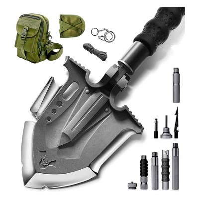 Zune Lotoo Multifunction Outdoor 29.7 Inch Long Stainless Steel Survival Shovel for Camping or Hunting with Adjusting Shovel Head
