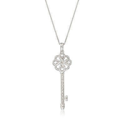Ross-Simons 0.15 ct. t.w. Diamond Key Pendant Necklace in Sterling Silver