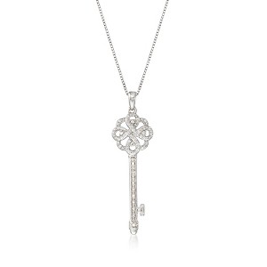 Ross-Simons 0.15 ct. t.w. Diamond Key Pendant Necklace in Sterling Silver - 1 of 2