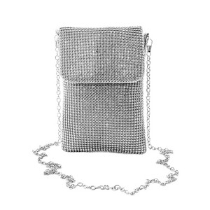 Generic Silver Women's Crossbody Evening Bag Glitter Rhinestone Purse Sparkly Small Handbag - 1 of 4