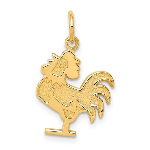 Black Bow Jewelry 14k Yellow Gold Flat Rooster Charm or Pendant - 1 of 4