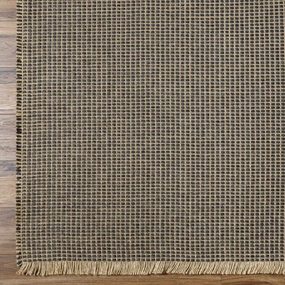 Handmade Black and Light Brown Jute Rectangle Area Rug