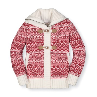 Hope & Henry Girls' Toggle Sweater Cardigan with Zip, Kids