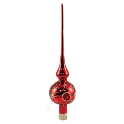 Golden Bell Collection 13.0" Red Shiny Finial W/ Reflectors Christmas Tree Topper  -  Tree Toppers