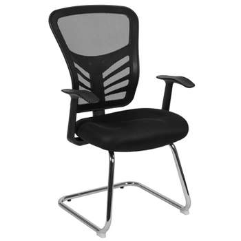 Flash Furniture Black Mesh Side Reception Chair with Chrome Sled Base