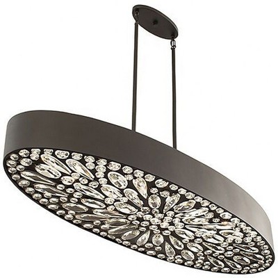 Black Cashmere Glam Crystal 6-Light Linear Chandelier