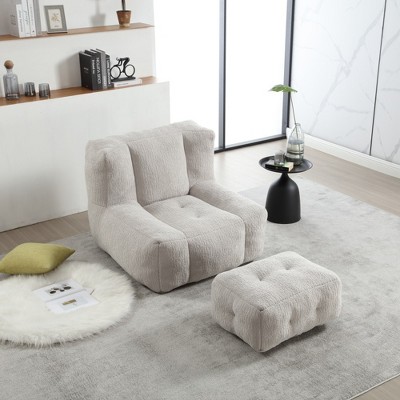 Grungis Bean Bag Chair,Beanbag Chair with Ottoman,Adult Lounge Sofa,Comfy Couch for Living Room Bedroom