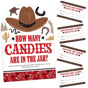 Big Dot of Happiness Western Hoedown - How Many Candies Wild West Cowboy Party Game - 1 Stand and 40 Cards - Candy Guessing Game - 1 of 4