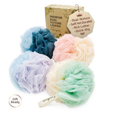 Spongentle Loofah Bath Sponge, Exfoliating Scrubber for Bath & Shower, Ideal for Women & Men