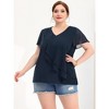 Agnes Orinda Women's Plus Size Top V Neck Flutter Sleeves Layered Chiffon Ruffle Elegant Blouses - 3 of 4