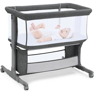Adjustable 7 Heights and All Mesh Sides,Bedside Bassinet for Baby, Portable Baby Bassinet Bedside Sleeper - 1 of 4