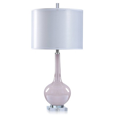 StyleCraft Lexi Glass Body/Base Table Lamp with Shade White: Modern Adjustable 3-Way Lighting, UL Listed