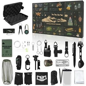 Aoibox 24 Piece Survival Kit Advent Calendar 2025 Christmas Countdown with Tactical Tools for Men Teens Camping Hiking Emergency - 1 of 4