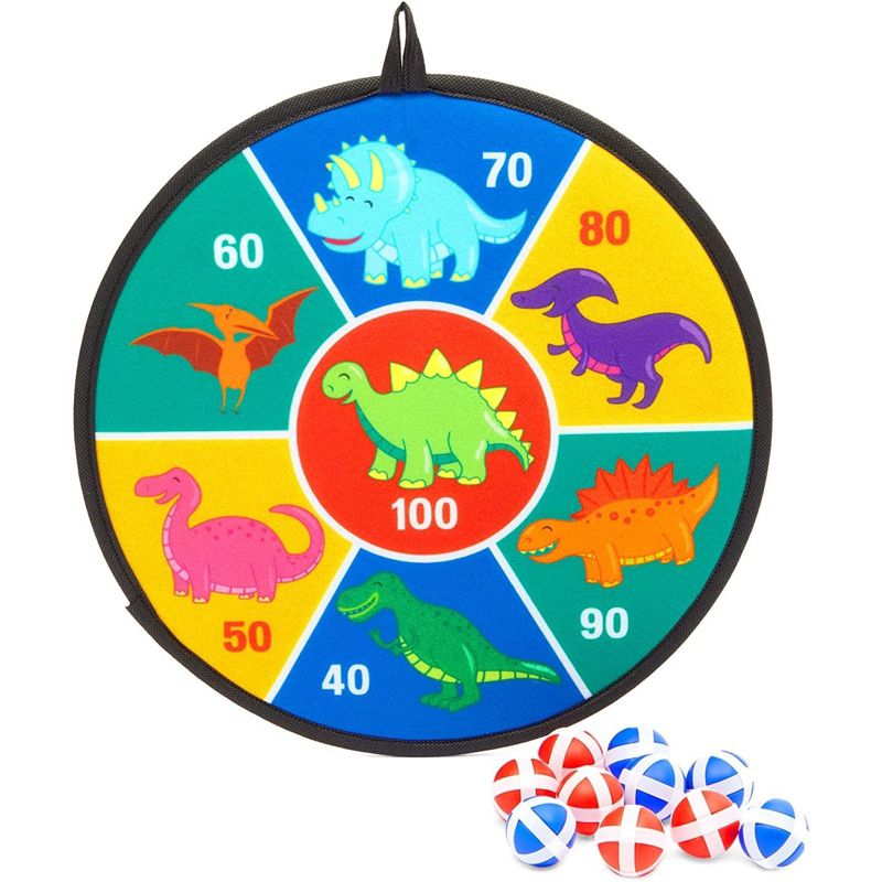Blue Panda Kids Dart Board Game, Includes 10 Sticky Balls and Hook (14 In, 11 Pieces), 5 of 7