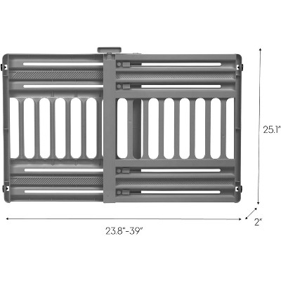 Gray Adjustable Plastic Pet Gate for Doorways, 24-39 Inches